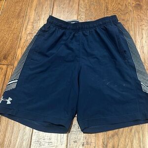 Men’s under Armour workout shorts size small color, navy blue perfect condition